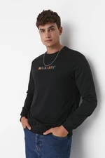 Trendyol Men's Black Regular Fit Crew Neck Long Sleeve Sweatshirt