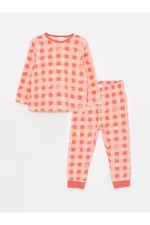 LC Waikiki Crew Neck Long Sleeve Patterned Fleece Baby Girl Pajamas Set