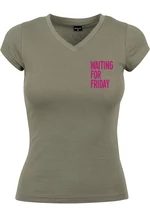 Ladies Waiting For Friday Box Tee olivové