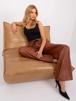 Light brown insulated trousers made of eco-leather