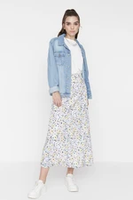 Trendyol Lilac Knitted Skirt With Large Flower Pattern