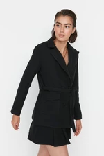 Trendyol Black Belted Woven Lined Jacket