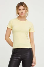 Bavlnené tričko American Vintage dámsky, žltá farba