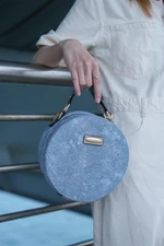 Madamra Women's Mink-blue Jeans Round Shoulder Bag