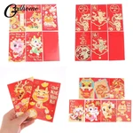 6Pcs China Decorative Envelopes Chinese Style Red New Year Packet Dragon Pattern Purse Gift Paper Luck Money Bag Cute