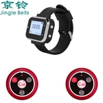 JINGLE BELLS 1 Watch Pager 2 Waiter Table Button Wireless Calling System Transmitter for Restaurants Clinic Cafe Paging Pager