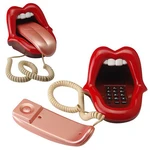 Novelty Tongue Stretching Sexy Lips Mouth Corded Phone Telephone with LED Indicator, Audio / Pulse Dial, Mini Landline Telephone