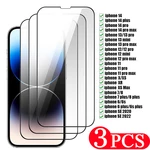 3Pcs 9D For iphone 13 14 plus 12 mini 11 pro XS max SE 2022 X XR 8 7 6 6s Tempered glass protective screen protector phone film