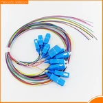 12 colored SC pigtail 1M/1.5mtr SM 9/125um 0.9mm optical fiber cable ftth A class ferrule top quality