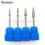 HYTOOS 4 Type Cone Diamond Nail Drill Bit 3/32" Rotary Burr Manicure Cutters Pedicure Drill Accessories Nail Beauty Tools