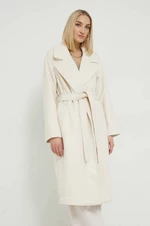 Kabát s příměsí vlny Abercrombie & Fitch béžová barva, přechodný, bez zapínání