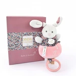 DOUDOU Plyšový králíček hrající melodii růžový 20 cm