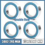 4Pcs 3802-2RS MAX Bearing 15*24*7 mm Double Row Full Balls Bicycle Suspension Pivot Repair Parts 3802 2RS Ball Bearings