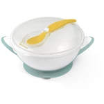 BabyOno Be Active Suction Bowl with Spoon jedálenská sada pre deti Green/Yellow 6 m+ 2 ks