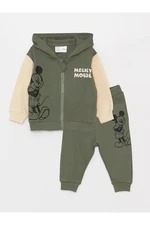 LC Waikiki Long Sleeve Mickey Mouse Printed Hoodie Baby Boy Sweatshirt and Tracksuit Bottom 2-pack.