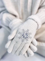 Ecru dámske rukavice SNOWFLAKE