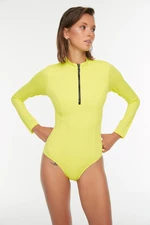 Trendyol Green Long Sleeved Detailed Back Swimming Swimsuit