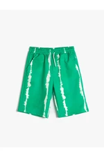 Koton Tie Waist Patterned Tie Dye Shorts With Pockets