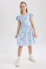 DEFACTO Girl Patterned Short Sleeve Combed Cotton Dress