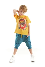 Denokids Lucky Bear Boys Yellow T-shirt Capri Shorts Summer Suite
