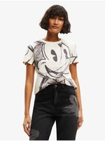 White Desigual Mickey Trazos T-Shirt - Women