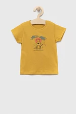 Bavlněné dětské tričko United Colors of Benetton žlutá barva