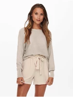 Beige Women's Ribbed Sweater with Bat Sleeves ONLY Adaline - Women