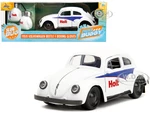 1959 Volkswagen Beetle "Holt" White with Blue Graphics and Boxing Gloves Accessory "Punch Buggy" Series 1/32 Diecast Model Car by Jada