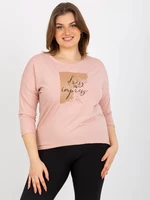 Light pink plus size T-shirt with print and inscription