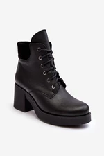 Women's High Heeled Leather Ankle Boots Black Lemar Leocera