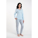 Salli women's pyjamas, long sleeves, long pants - blue/duk blue