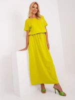 Basic lime maxi dress with pockets