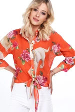 Summer orange floral shirt