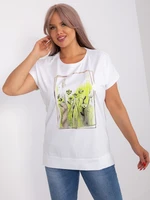 White and light green blouse plus size with print