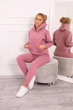 Insulated set with sweatshirt with tie at the bottom dark pink