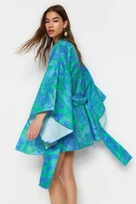Trendyol Mini Woven Kimono & Kaftan with Belted Abstract Pattern
