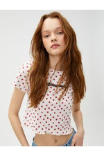 Koton Crop T-Shirt Printed Short Sleeve Crew Neck