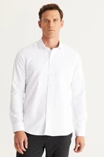 AC&Co / Altınyıldız Classics Men's White Slim Fit Slim Fit Italian Collar Dobby Shirt.
