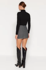Trendyol Black High Waist Hem Chain Detail Tweed Fabric Mini Woven Skirt