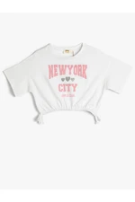 Koton Crop Oversize T-Shirt Short Sleeved Elastic Cotton Waist