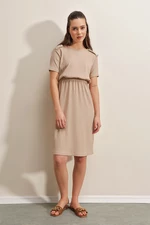 Bigdart 2375 Button Detailed Knitted Dress - Biscuit