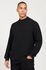 AC&Co / Altınyıldız Classics Men's Black Recycle Standard Fit Regular Cut Half Turtleneck Cotton Jacquard Knitwear Sweater.
