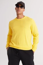 AC&Co / Altınyıldız Classics Men's Yellow Standard Fit Normal Cut Crew Neck Sweater.