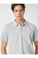 Koton Basic T-Shirt Polo Neck Buttoned Short Sleeves