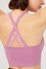 LOS OJOS Lavender Lightly Supported Back Detail Covered Sports Bra.