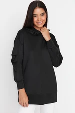 Trendyol Black Scuba Knitted Sweatshirt Hoodie