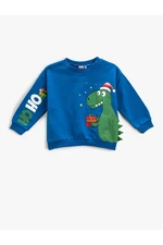 Koton Christmas Theme with Dinosaurs Print Sweatshirt Crew Neck Long Sleeve