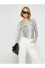 Koton Jacquard Blouse Crew Neck