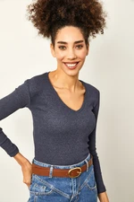 XHAN Women's Indigo V-Neck Camisole Blouse