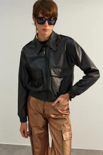 Trendyol Limited Edition Black Oversize Faux Leather Jacket Coat